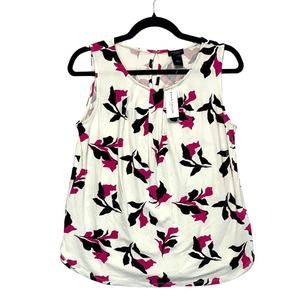 Ann Taylor Factory Floral Sleeveless Top NWT Women's Sz S White Lightweight